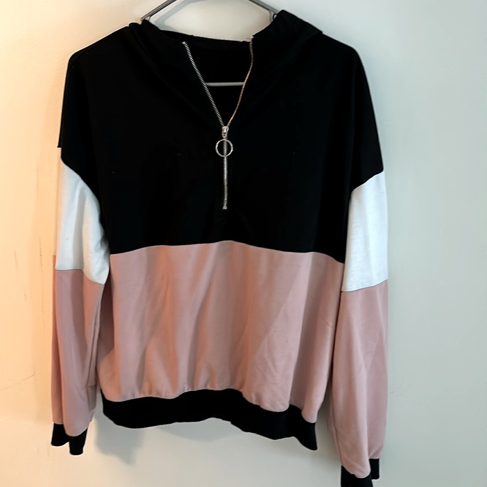 Cute hoodie black white and pink